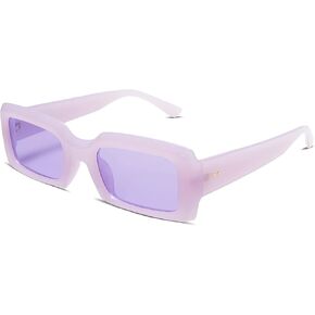 Allarallvr Trendy Rectangle Sunglasses for Women Men Vintage 90's Square Shades Thick Frame Nude Sunnies Sunglasses AR82002 in Kuwait