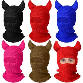 نيوكوت قناع تزلج محبوك بفتحة واحدة لكامل الوجه من 5 قطع، قبعة بالاكلافا حرارية شتوية مبتكرة مضحكة مع قرون للرياضات الخارجية والتزلج وركوب الدراجات للرجال والنساء، متعددة الالوان، مقاس واحد, متعدد in Kuwait