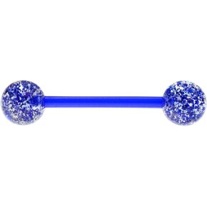 Forbidden Body Jewelry 14g 16mm (5/8 Inch) Hypoallergenic PTFE Flexible Ultra Glitter Nipple & Tongue Ring Barbell