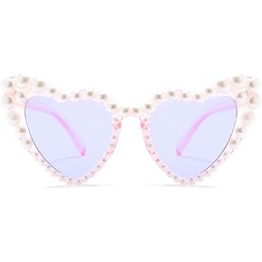 نظارات شمسية طويلة Keeper Love Pearl للنساء نظارات شمسية فاخرة على شكل قلب عتيق وحفلات مهرجان عين القطة نظارات شمسية UV400
