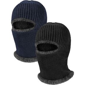 2 Pieces Winter Face Mask Ski Masks Warm Knitted Balaclava for Men Women Fleece Windproof Face Cover for Outdoor Sports