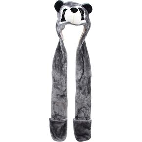 Bioterti Plush Novelty Animal Hat 3 in 1 Beanie with Long Paw Scarf, Mitten Combo