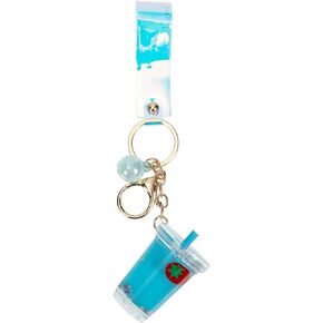 PRETYZOOM Boba Tea Keychain with Liquid Quicksand Keychain Bubble Tea Keychain Fruit Milk Tea Keychain Acrylic Bag Ornament