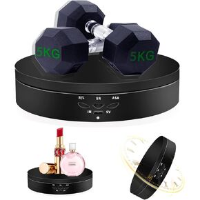 Inovat Upgrade 8" Ultra-Quiet Motorized Rotating Display Stand for Video Photography Products Display, 360 Degree Black Velvet Rotating Turntable for Jewelry 3D Models (Battery Operated, 10LB Load)