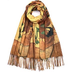 VENVSBEE Reversible Soft Cashmere Feel Scarf Large Shawl Wrap Double-side Art Print Warm Pashmina Klimt Van Gogh Gifts