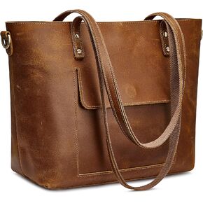 S-ZONE Women Genuine Leather Tote Bag Shoulder Handbag Vintage Crossbody Purse