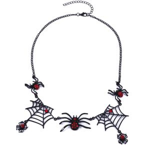 Halloween Costume Accessories Spider Necklace for Women Girls Spider Accessory Black Gothic Choker Necklace for Halloween Cosplay Party Favors Spider Web Necklace in Saudi Arabia
