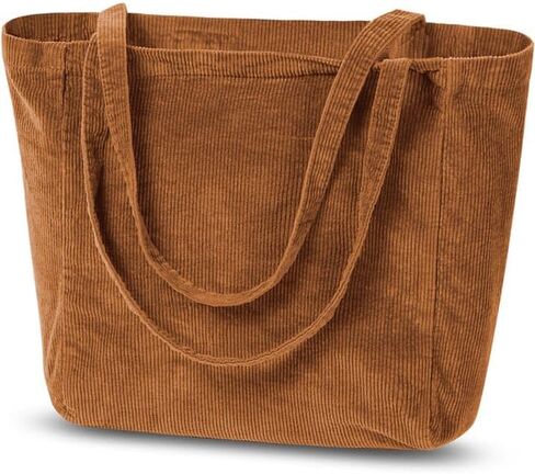 WantGor Large Corduroy Tote Bag, Women Shoulder Handbags Casual Travel Hobo Bag Zipper Shopping Work Bags in Kuwait