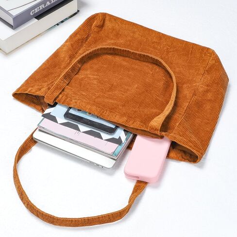 WantGor Large Corduroy Tote Bag, Women Shoulder Handbags Casual Travel Hobo Bag Zipper Shopping Work Bags in Kuwait