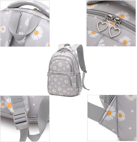 3-piece Daisy Backpack Print Girls Backpack Waterproof Children's Schoolbag Set Student Daily Lunch Bag (Green) in Saudi Arabia