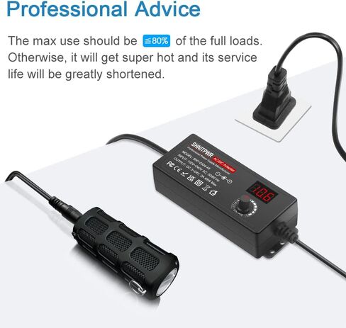 محول تيار متردد عالمي SHNITPWR 3V~24V 2A 48W مزود طاقة قابل للتعديل 100V-240V AC إلى DC 3V 5V 6V 9V 12V 15V 18V 19V 20V 24V محول طاقة متعدد الجهد مع محول قطبية 14 طرف، أبيض in Kuwait