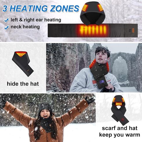ayamaya Heated Scarf with Hidden Hat - Wireless Heating Pad with 5000mAh Rechargable Battery, Lightweight Winter Warm Scarves in Saudi Arabia