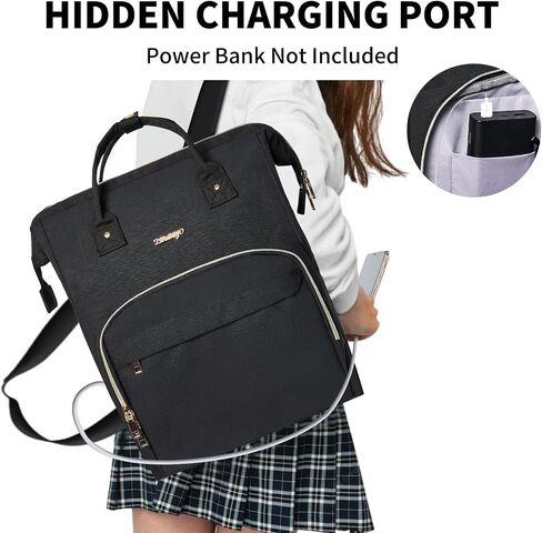Large Travel Backpack for Women, 15.6 Inch Laptop Backpack, Computer Work Bag, Waterproof Business Backpack, Nurse Teacher Backpack with USB Port, White and Brown in Saudi Arabia