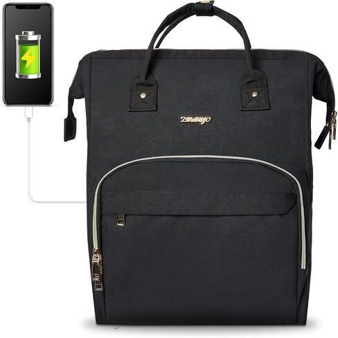 Large Travel Backpack for Women, 15.6 Inch Laptop Backpack, Computer Work Bag, Waterproof Business Backpack, Nurse Teacher Backpack with USB Port, White and Brown in Saudi Arabia