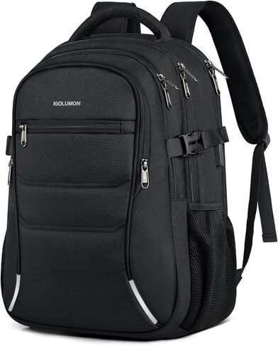 حقيبة ظهر للكمبيوتر المحمول من IGOLUMON مقاس 17.3 بوصة، حقيبة ظهر للسفر مقاومة للماء للكمبيوتر المحمول، حقيبة ظهر كبيرة للعمل في الكلية والأعمال التجارية للرجال والنساء، حقيبة ظهر صديقة لإدارة أمن المواصلات الأمريكية مع منفذ شحن USB، أسود in Kuwait