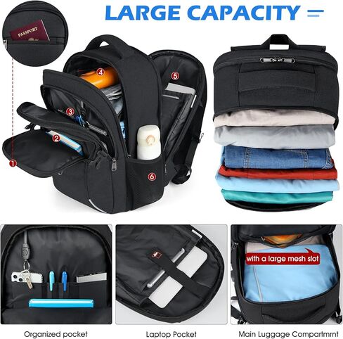 حقيبة ظهر للكمبيوتر المحمول من IGOLUMON مقاس 17.3 بوصة، حقيبة ظهر للسفر مقاومة للماء للكمبيوتر المحمول، حقيبة ظهر كبيرة للعمل في الكلية والأعمال التجارية للرجال والنساء، حقيبة ظهر صديقة لإدارة أمن المواصلات الأمريكية مع منفذ شحن USB، أسود in Kuwait