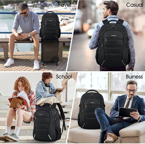 حقيبة ظهر للكمبيوتر المحمول من IGOLUMON مقاس 17.3 بوصة، حقيبة ظهر للسفر مقاومة للماء للكمبيوتر المحمول، حقيبة ظهر كبيرة للعمل في الكلية والأعمال التجارية للرجال والنساء، حقيبة ظهر صديقة لإدارة أمن المواصلات الأمريكية مع منفذ شحن USB، أسود in Kuwait