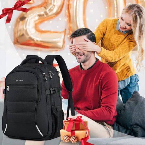 حقيبة ظهر للكمبيوتر المحمول من IGOLUMON مقاس 17.3 بوصة، حقيبة ظهر للسفر مقاومة للماء للكمبيوتر المحمول، حقيبة ظهر كبيرة للعمل في الكلية والأعمال التجارية للرجال والنساء، حقيبة ظهر صديقة لإدارة أمن المواصلات الأمريكية مع منفذ شحن USB، أسود in Kuwait