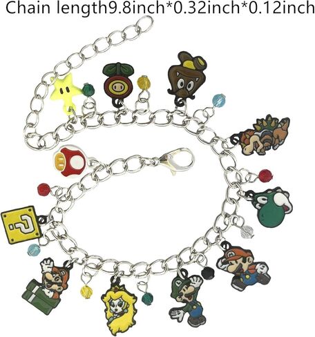 سوار سوبي ماريو بتعليقة من امين، اساور سلسلة يد كارتون يوشي للنساء والرجال والبنات والاولاد، بدون احجار كريمة, بدون أحجار كريمة in Kuwait