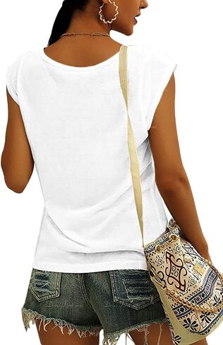 Fazortev Womens Cap Sleeve Blouses Rose Graphic Tees T-Shirt Casual V Neck Tank Tops Loose Fit Summer Basic Shirts in Kuwait