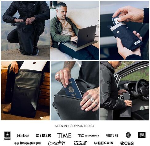 محفظة رجالية من الجلد SLNT RFID وNFC تحجب الإشارة فوق غطاء قلاب - 6 فتحات لبطاقات الائتمان، فتحة لبطاقة الهوية وجيب للنقود - تمنع القرصنة وسرقة الهوية - مظهر نحيف، رائعة للسفر (أسود داكن) in Kuwait