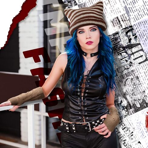 4 Pcs Grunge Accessories Sets for Women Crochet Hats Cat Beanie Vintage Beanies Grunge Gloves Crochet Fairy Grunge Accessories Ripped Glove Y2K Goth Accessories for Women Girls Teens Multicolor in Saudi Arabia