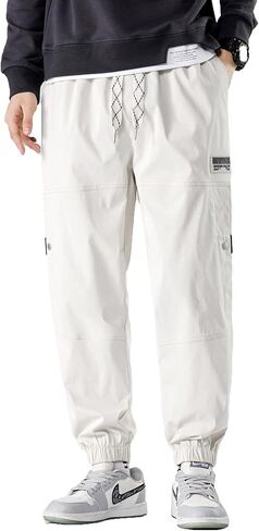 بنطلون رياضي فضفاض للرجال من PRIJOUHE كاجوال خفيف الوزن مع جيوب للجري والركض in Kuwait