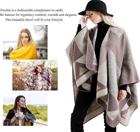 Shmily Girl Women Shawl Wrap Open Front Poncho Cape Cardigan Sweater for Winter Fall in Saudi Arabia