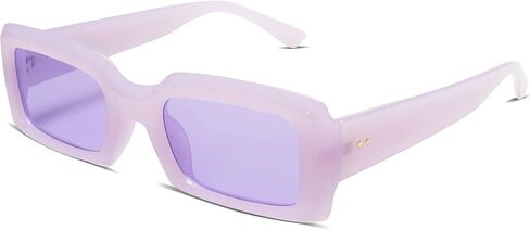 Allarallvr Trendy Rectangle Sunglasses for Women Men Vintage 90's Square Shades Thick Frame Nude Sunnies Sunglasses AR82002 in Kuwait