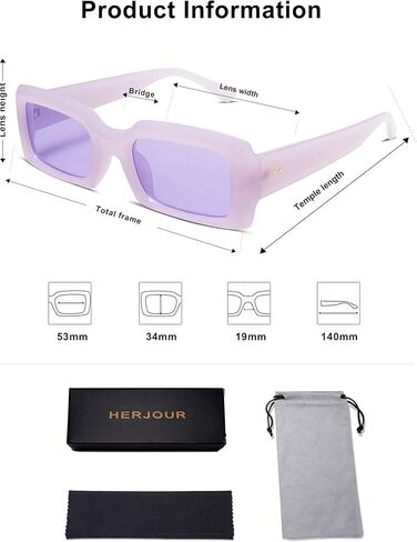Allarallvr Trendy Rectangle Sunglasses for Women Men Vintage 90's Square Shades Thick Frame Nude Sunnies Sunglasses AR82002 in Kuwait
