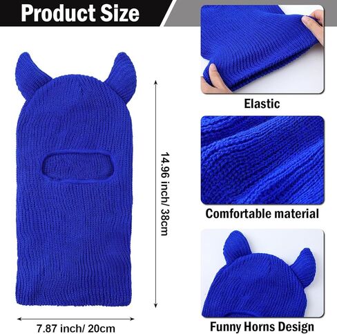 نيوكوت قناع تزلج محبوك بفتحة واحدة لكامل الوجه من 5 قطع، قبعة بالاكلافا حرارية شتوية مبتكرة مضحكة مع قرون للرياضات الخارجية والتزلج وركوب الدراجات للرجال والنساء، متعددة الالوان، مقاس واحد, متعدد in Kuwait