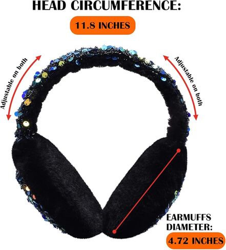 Girls Sequins Earmuffs for Winter Warm Plush Ear Cover Cold Weather Outdoor Toddler Kids Boys Cute Ear Warmer in Kuwait