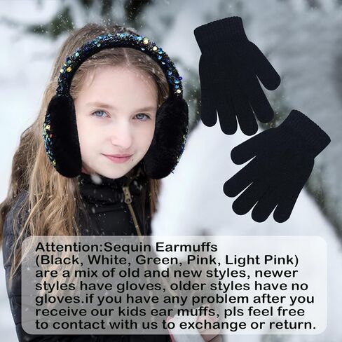 Girls Sequins Earmuffs for Winter Warm Plush Ear Cover Cold Weather Outdoor Toddler Kids Boys Cute Ear Warmer in Kuwait