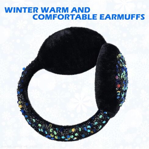 Girls Sequins Earmuffs for Winter Warm Plush Ear Cover Cold Weather Outdoor Toddler Kids Boys Cute Ear Warmer in Kuwait