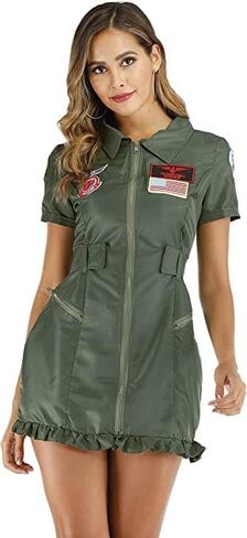 EraSpooky Womens Pilot Costume Sexy Flight Suit Army Girl Dress Uniform Military in Saudi Arabia