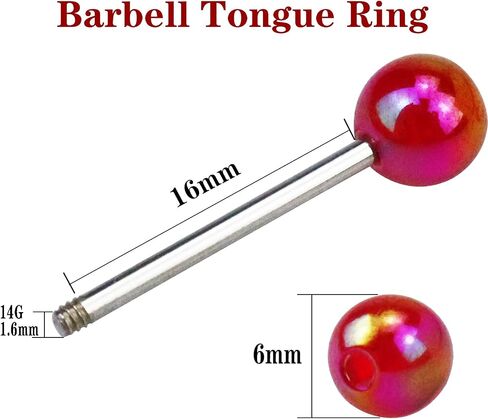 Riuziyi 12Pcs or 24Pcs Tongue Rings for Women Candy Color Ball Tongue Nipple Piercing 14G Surgical Steel Barbell Tongue Retainer Body Jewelry Bar Length 16mm in Kuwait
