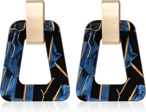 Acrylic Geometric Statement Earrings - Mottled Resin Lightweight Dangle Earrings for Party or Vacation in Saudi Arabia