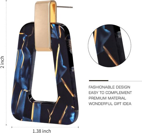 Acrylic Geometric Statement Earrings - Mottled Resin Lightweight Dangle Earrings for Party or Vacation in Saudi Arabia