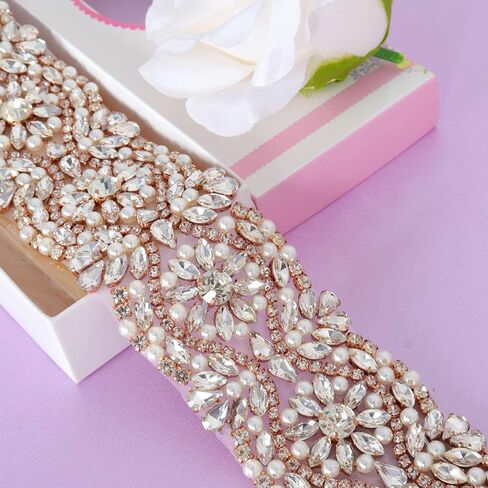 Pardecor Wedding Belt Rhinestone Belt Bridal Wedding Dress Sash Trim Rhinestone Applique Dress Belt Crystal Sash Accessories in Kuwait