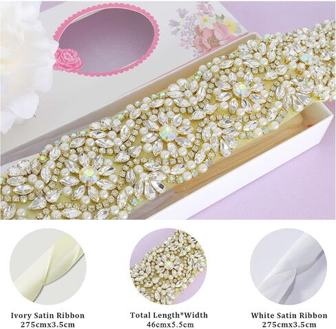 Pardecor Wedding Belt Rhinestone Belt Bridal Wedding Dress Sash Trim Rhinestone Applique Dress Belt Crystal Sash Accessories in Kuwait