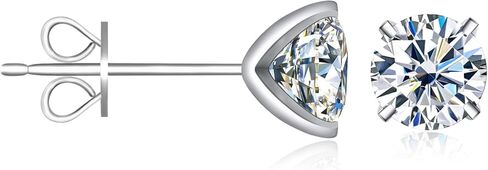 Inf.Story Moissanite Stud Earrings, 0.6ct-2ct D Color Brilliant Round Cut Lab Grown Diamond 18K White Gold Plated 925 Sterling Silver Friction Backs Earrings for Women or Men in Saudi Arabia