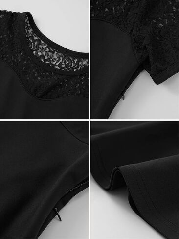 فستان URMAGIC للفتيات أسود شبكي شفاف وأكمام طويلة ورقبة مربعة وخصر عالٍ فساتين أنيقة غير رسمية لحفلات المدرسة in Kuwait