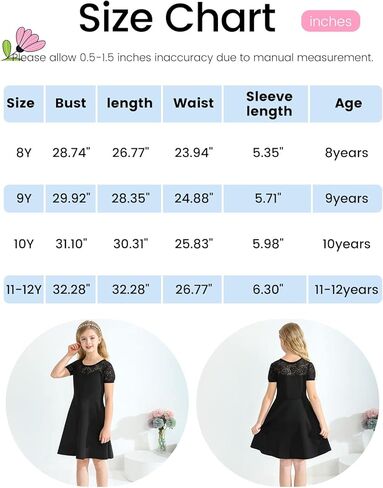 فستان URMAGIC للفتيات أسود شبكي شفاف وأكمام طويلة ورقبة مربعة وخصر عالٍ فساتين أنيقة غير رسمية لحفلات المدرسة in Kuwait