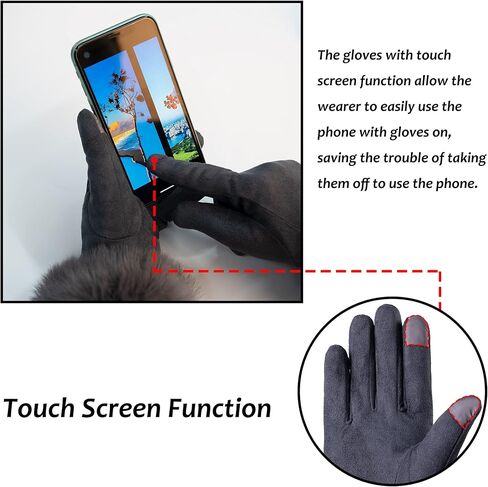 Hysenm Women Winter Gloves With Touch Screen Fingers Warm Suede Gloves Texting Thermal Windproof Mittens for Driving Running in Saudi Arabia