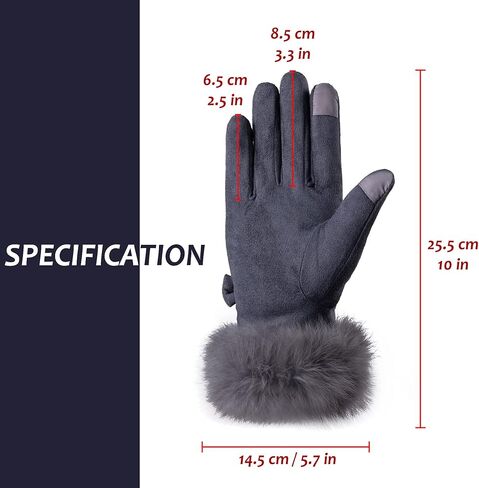 Hysenm Women Winter Gloves With Touch Screen Fingers Warm Suede Gloves Texting Thermal Windproof Mittens for Driving Running in Saudi Arabia
