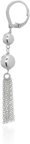Sterling Silver Dangling Two Beads Tassel Long Drop Leverback Earrings in Saudi Arabia