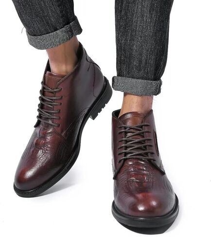 أحذية تشوكا للرجال من الجلد الطبيعي، حذاء بطول الكاحل للرجال، حذاء كلاسيكي كاجوال بنمط أكسفورد in Kuwait