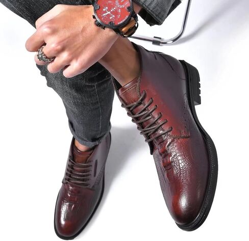 أحذية تشوكا للرجال من الجلد الطبيعي، حذاء بطول الكاحل للرجال، حذاء كلاسيكي كاجوال بنمط أكسفورد in Kuwait