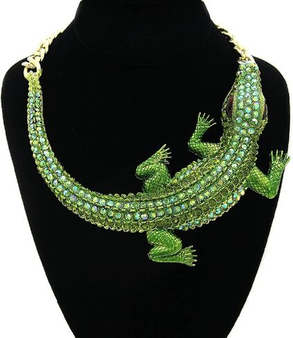 GALHAM - قلادة كبيرة الأزياء الخضراء مثلج من التمساح قلادة بيان مكتنزة in Kuwait