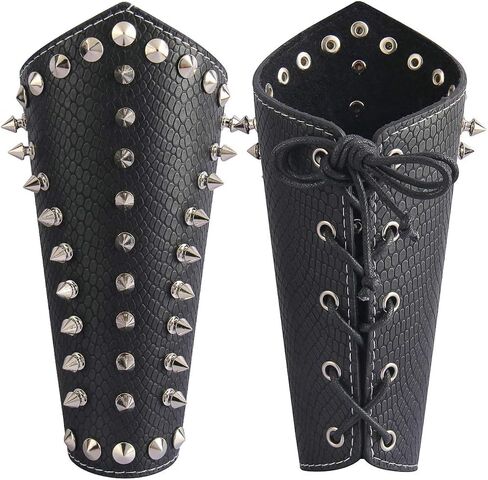 Jeilwiy Leather Gauntlet Wristband Medieval Bracers Viking Wrist Guard Knight LARP Viking Arm Bracers Renaissance Costume in Saudi Arabia